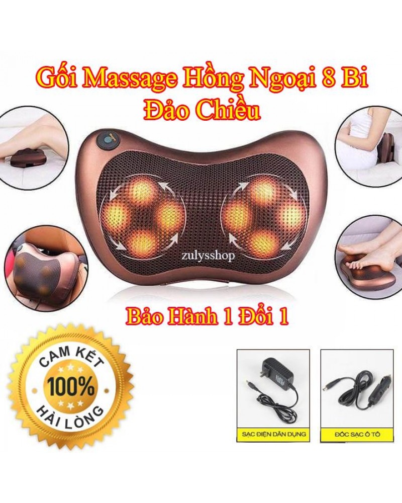 Goi massage 8 bi xoay 2 chieu Goi massage hong ngoai 8 bi Han Quoc Gối massage hồng ngoại 8 bi có tốt không Gối massage hồng ngoại 8 bi giúp bạn massage giảm đau vùng đầu vùng cổ vai đùi một cách nhanh chóng và hiệu quả.