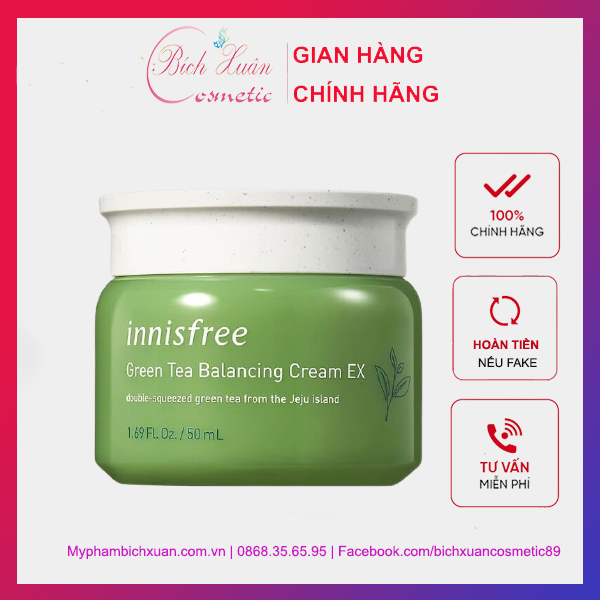 Kem dưỡng da Trà Xanh Innisfree Green Tea Balancing Cream (Mẫu mới 2019) EX