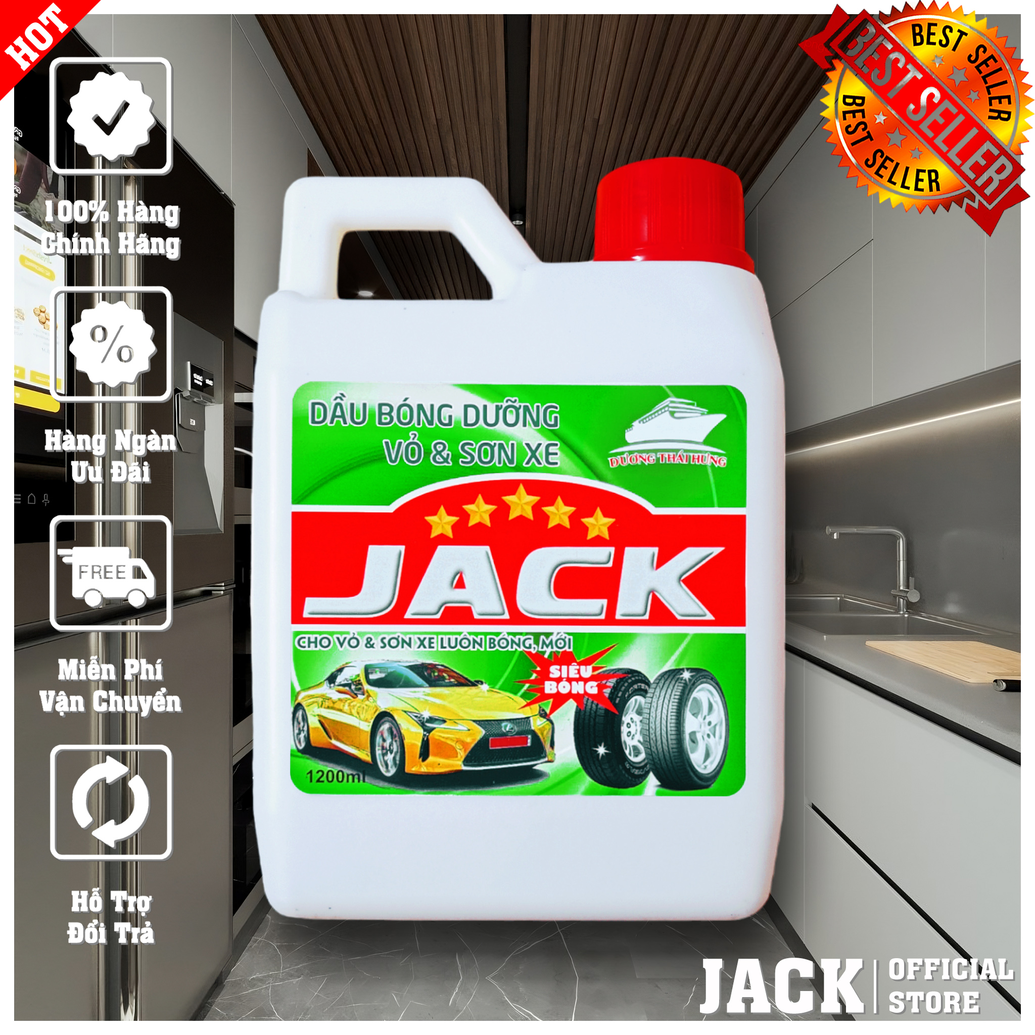 Dầu bóng dưỡng vỏ lốp xe loại cao cấp chuyên dụng, siêu đặc, chống rạn nứt jack 1200ml