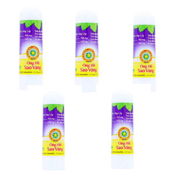 Ống hít thông mũi Cao Sao Vàng - thông mũi nhanh, giúp dễ thở- combo 5 ống