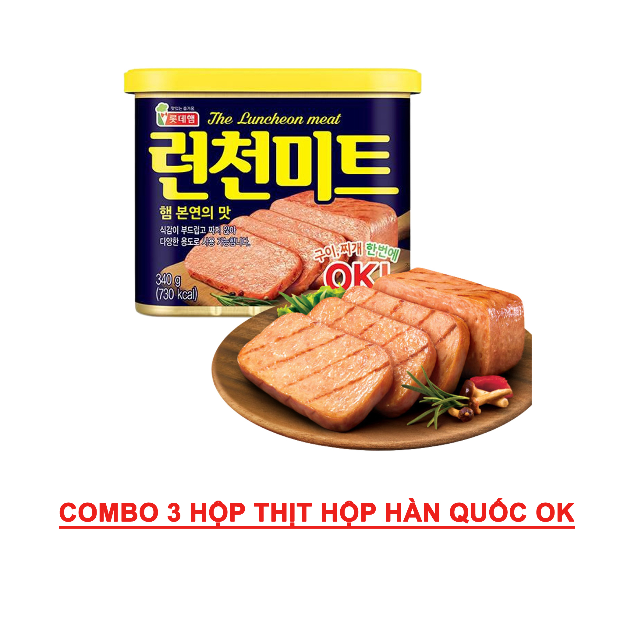 Combo 3 hộp thịt hộp the luncheon meat hàn quốc ok 340g