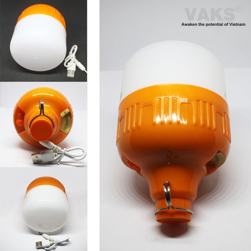 3 CHẾ ĐỘ SÁNG LIÊN TỤC 4H-6H] Bóng Đèn Tích Điện LED SIÊU SÁNG Có Sạc Ngoài 3 Chế Độ Sáng Thông Minh kèm móc treo cao cấp