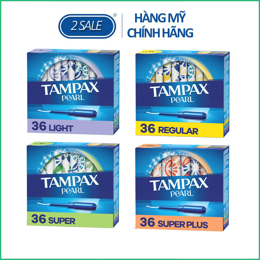 Băng vệ sinh Tampon Tampax Pearl Light/ Regular/ Super/ Super Plus hộp 36 ống