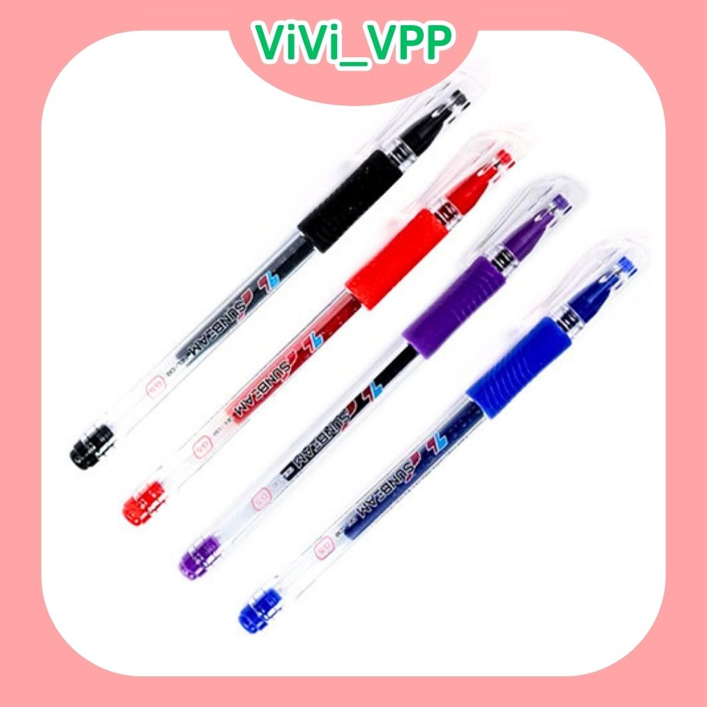 Combo 3 cây bút gel mực xanh, tím, đỏ, đen Thiên Long - Bút bi gel mực nước cao cấp