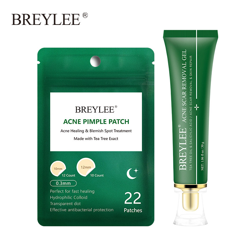 BREYLEE Gel & Miếng dán mụn Miếng dán mụn dùng ban đêm Gel loại bỏ sẹo mụn Bộ điều trị mụn Loại bỏ Chăm sóc da mụn