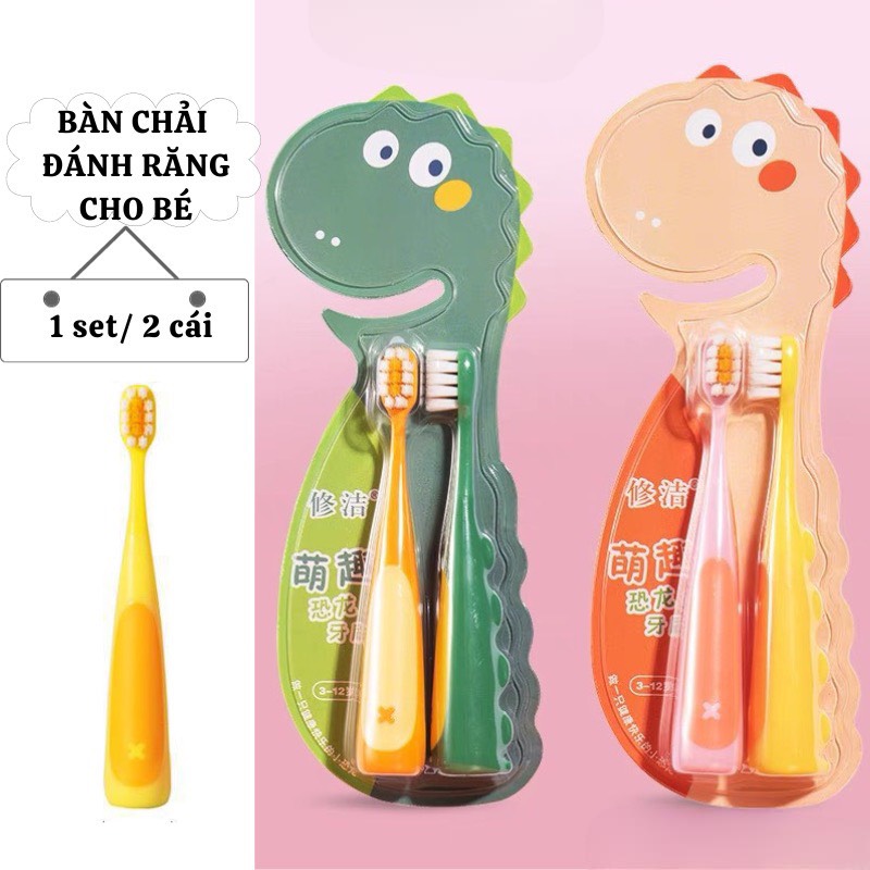 Bàn chải đánh răng cho bé dễ thương, bàn chải lông mềm hình khủng long đáng yêu ngộ nghĩnh cho bé - Happy Home 4U
