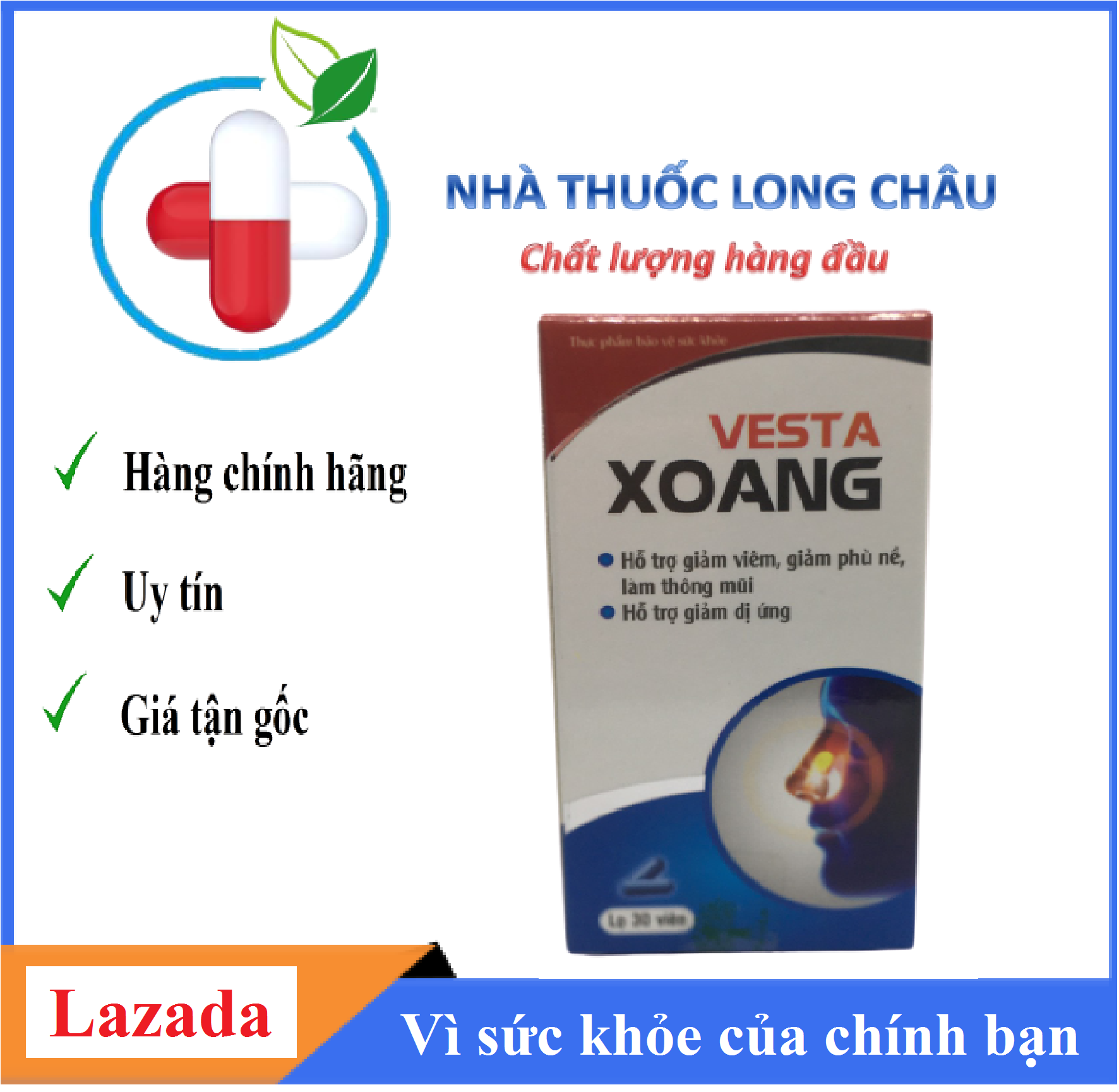 VESTA XOANG - Hỗ trợ giảm viêm, phù nề, làm thông mũi, giảm dị ứng, tắc mũi, chảy nước mũi, viêm mũi