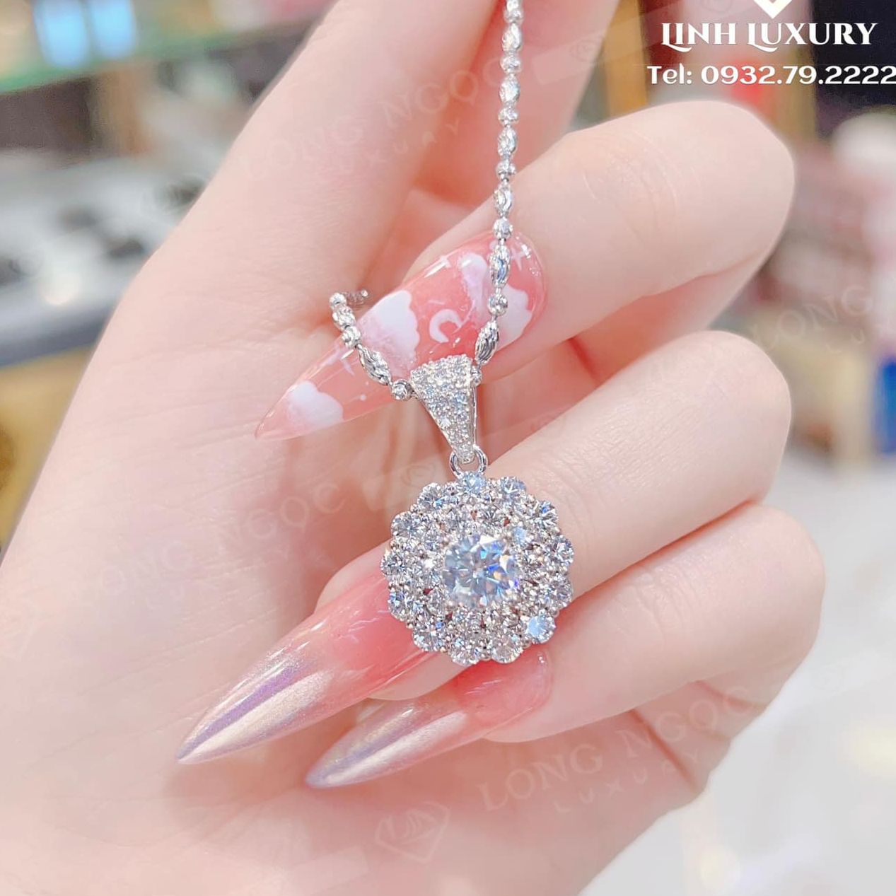 Dây chuyền nữ, dây chuyền nữ đẹp, dây chuyền bạc ý cao cấp, dây chuyền kim cương, dây chuyền đá quý pha lê, dây chuyền nữ thời trang gado dl003 - cam kết không đen
