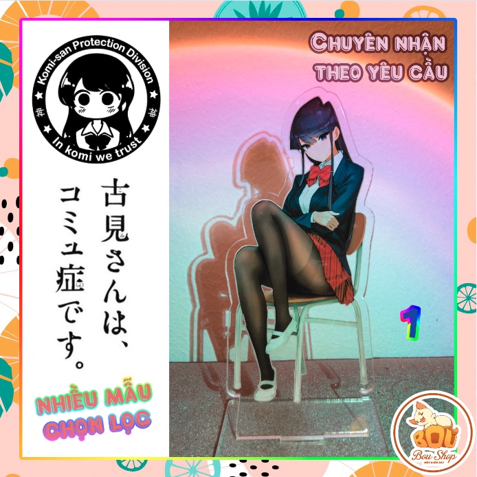 Tượng đứng Standee Komi-San Wa, Komyushou Desu - Komi san không thể giao tiếp Acrylic Mica Anime / Hộp đèn theo yêu cầu