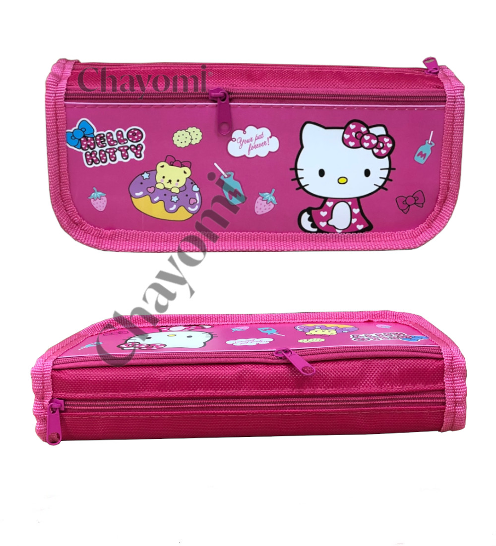 Bóp vải 2 ngăn, túi đựng bút học sinh hình kitty ( giao màu ngẫu nhiên )