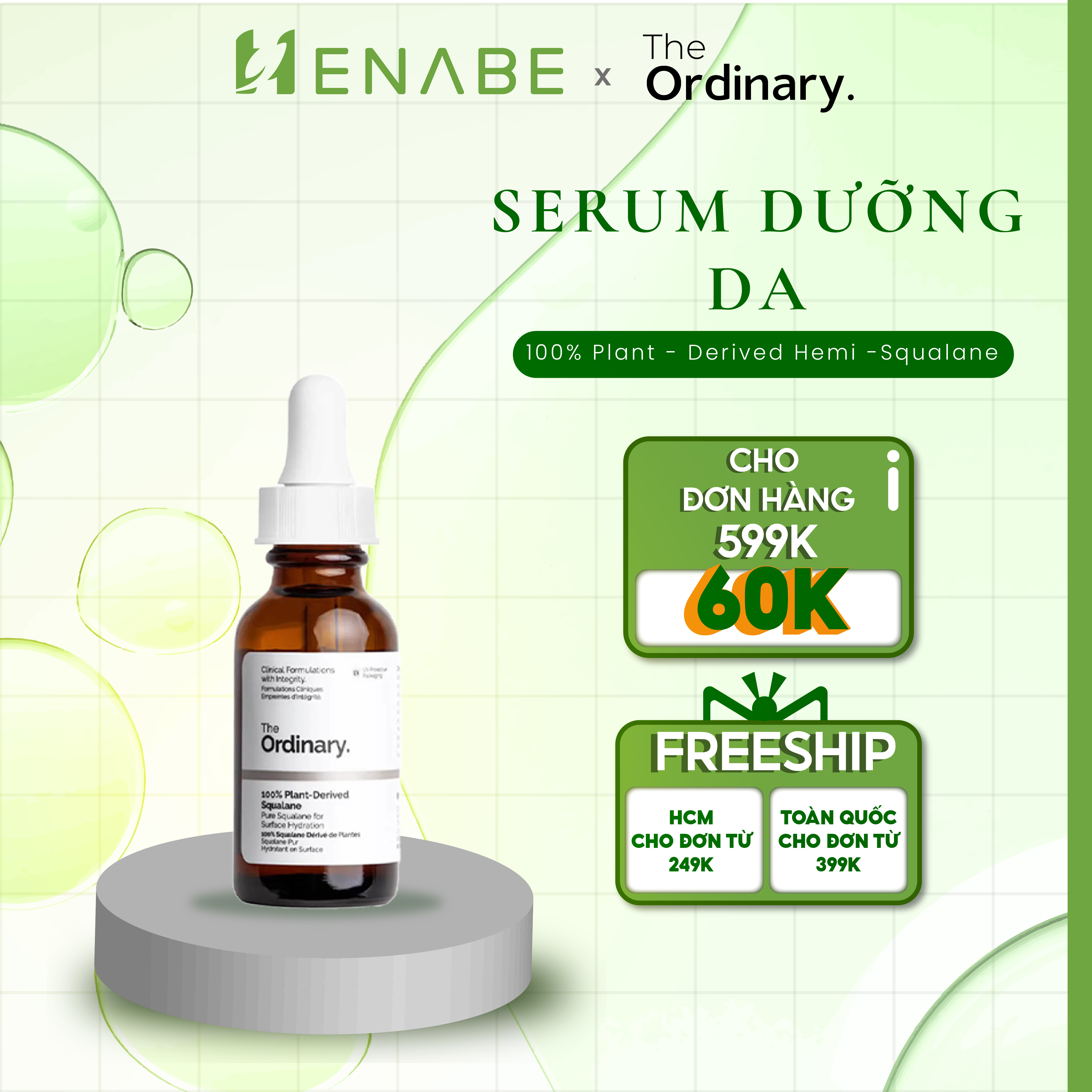 Serum dưỡng ẩm 100% Plant-Derived Squalane 30ml