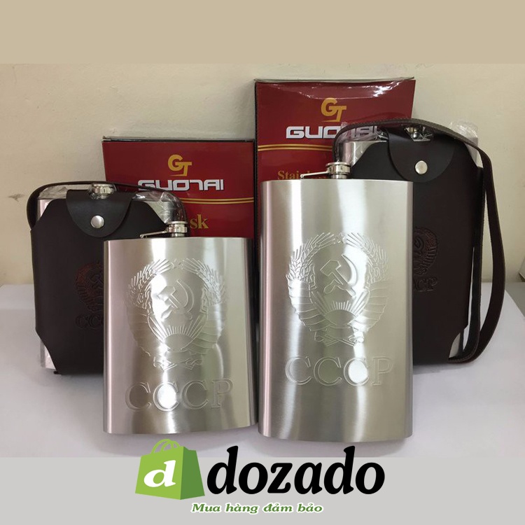 Bình Đựng Rượu Inox CCCP Dập Nổi - 2 Lít (64oz) có hộp, sang trọng và đẳng cấp Dozado Inox 304 cao cấp mẫu 2023