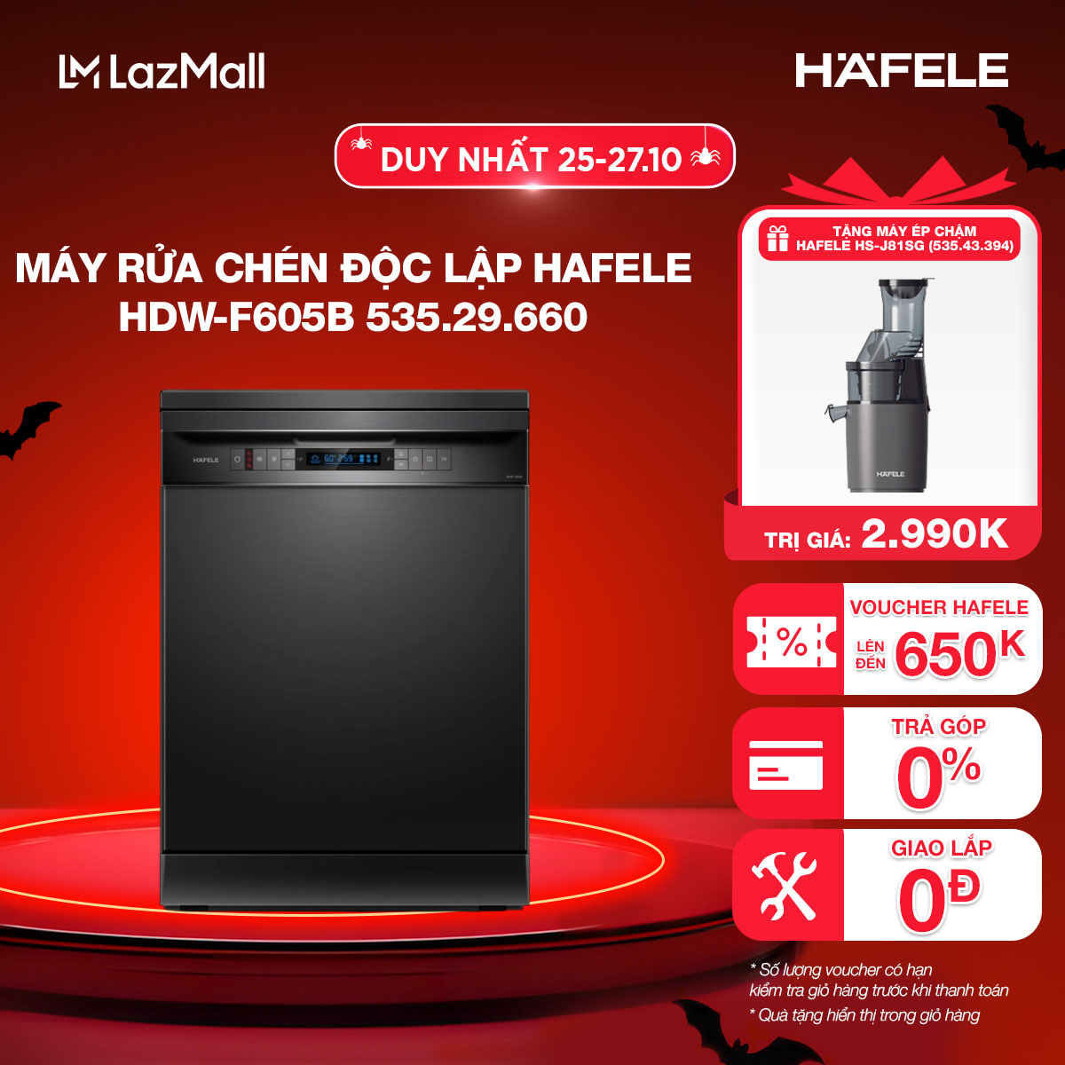 Máy rửa chén Hafele HDW-F605B 535.29.660