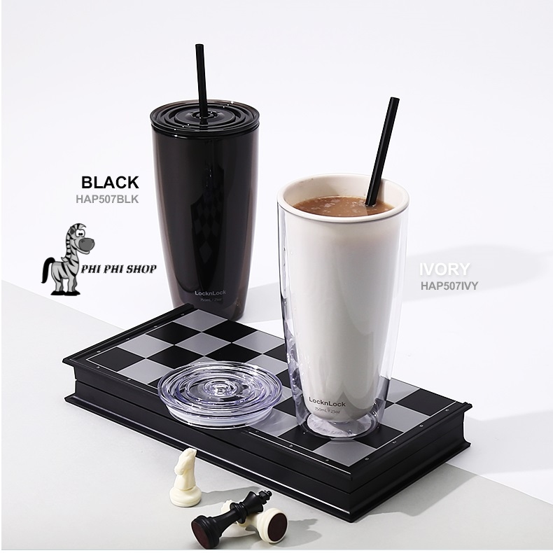 Ly nhựa 2 lớp có ống hút Lock&Lock dung tích 750ml HAP507