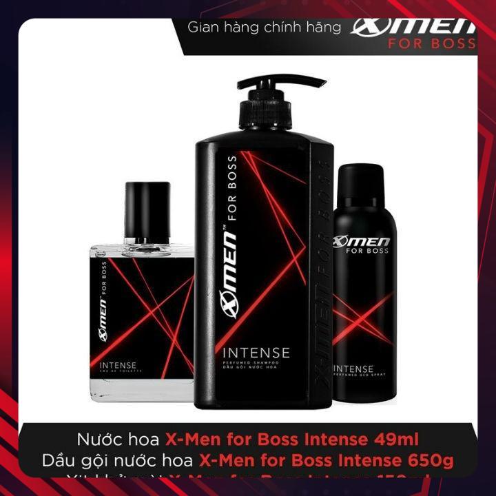 Combo Nước hoa X-Men for Boss 49ml + Dầu gội nước hoa X-Men for Boss 650g + Xịt khử mùi X-Men for Boss 150ml