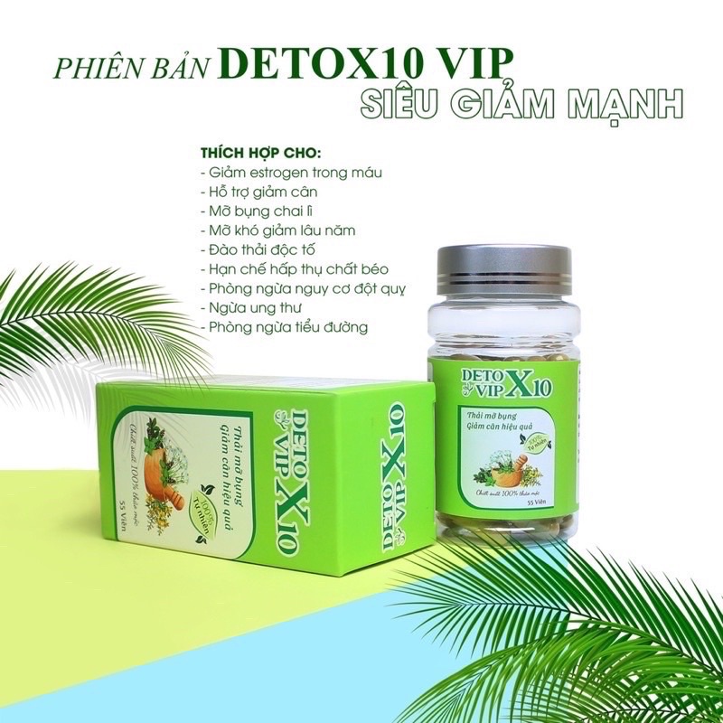 Detox Vip X10 Giảm Cân Mỡ Bụng, Đào Thải Mỡ Thừa - Detox X10