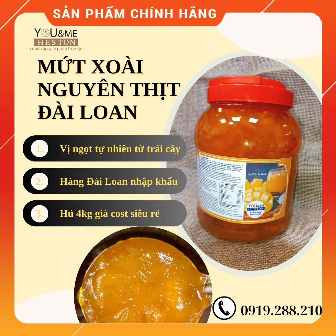 Mứt xoài trái cây nguyên hạt Đài Loan