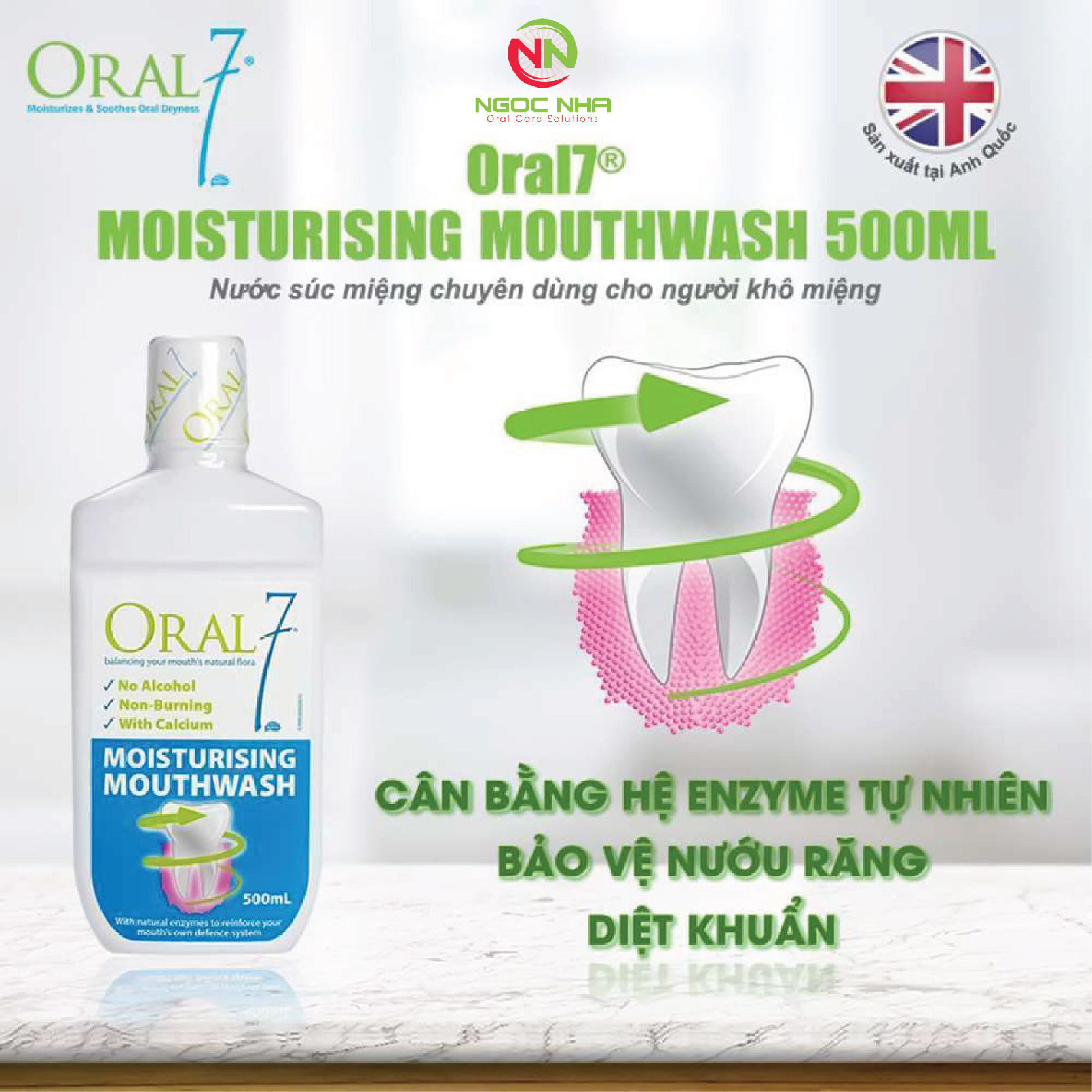 Nước súc miệng giữ ẩm ORAL 7 dùng cho người khô miệng/ Anh