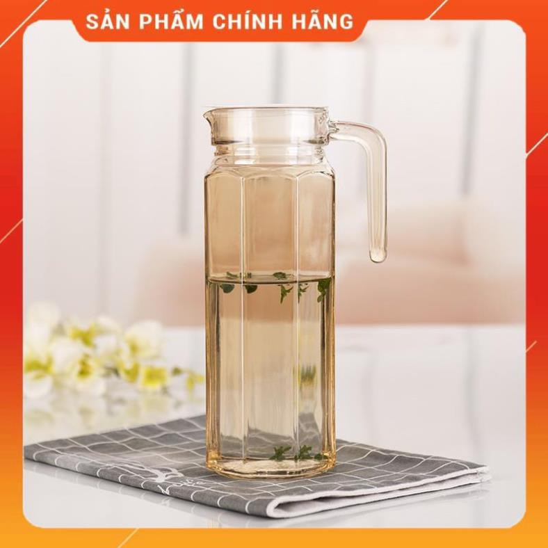 Bình đựng nước thủy tinh lục lăng vàng 1000ml,bình thủy tinh đựng nước cao cấp
