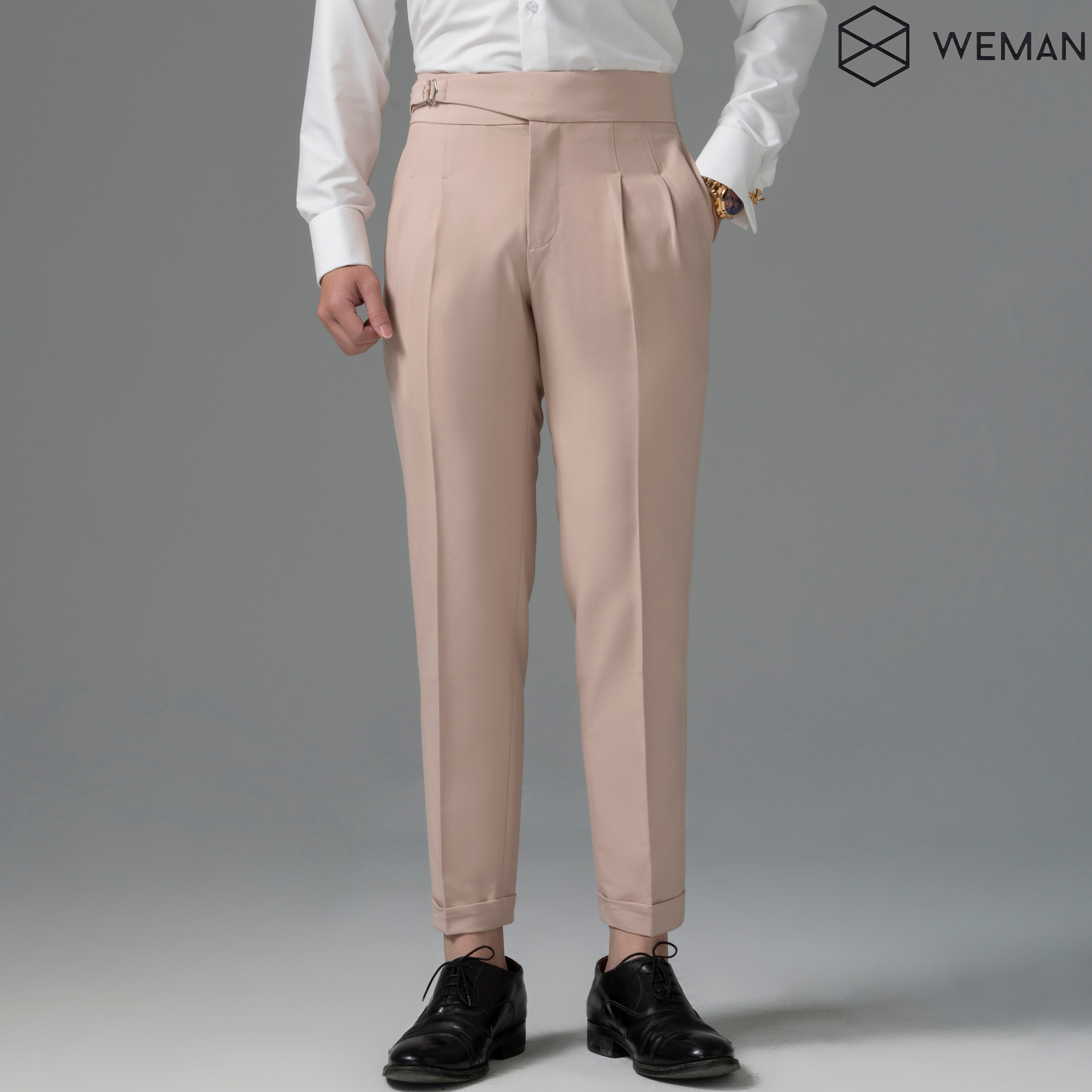 Quần Tây Nam Lưng Cao Sidetab, Quần Âu Nam Cạp Cao Cấp, Baggy Hàn Quốc Signature Thời Trang WEMAN-WMQ2101