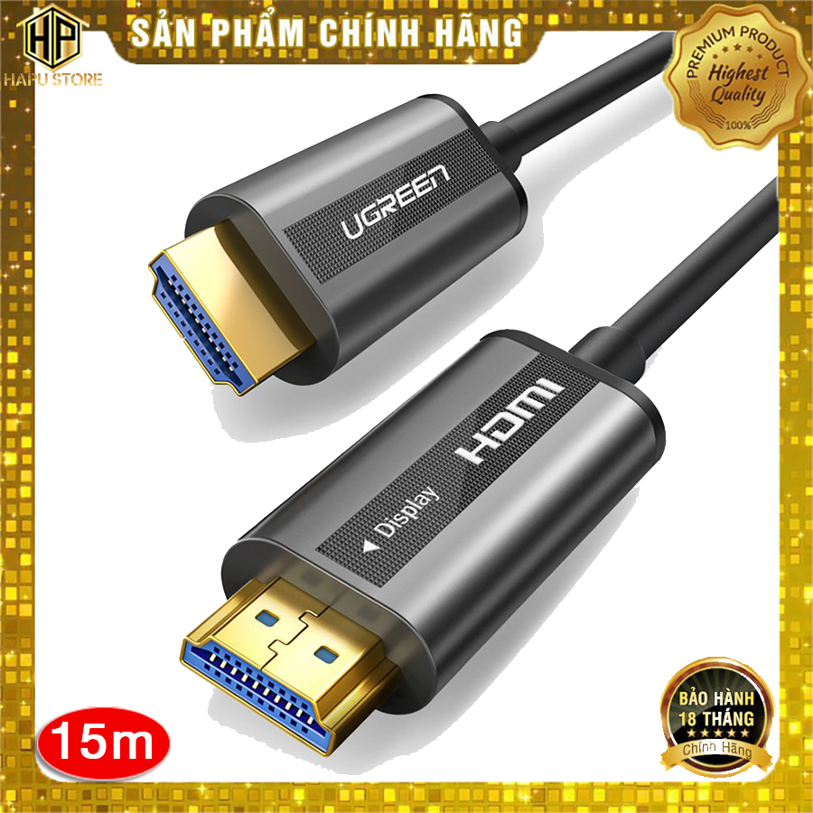 Cáp hdmi 2.0 sợi quang ugreen 50215 dài 15m độ phân giải 4k/60hz cao cấp - hapustore