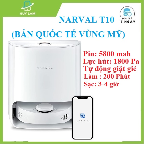 (Hỏa tốc ) ROBOT HÚT BỤI LAU NHÀ NARWAL T10 (bản quốc tế Vùng Mỹ) Tự giặt giẻ