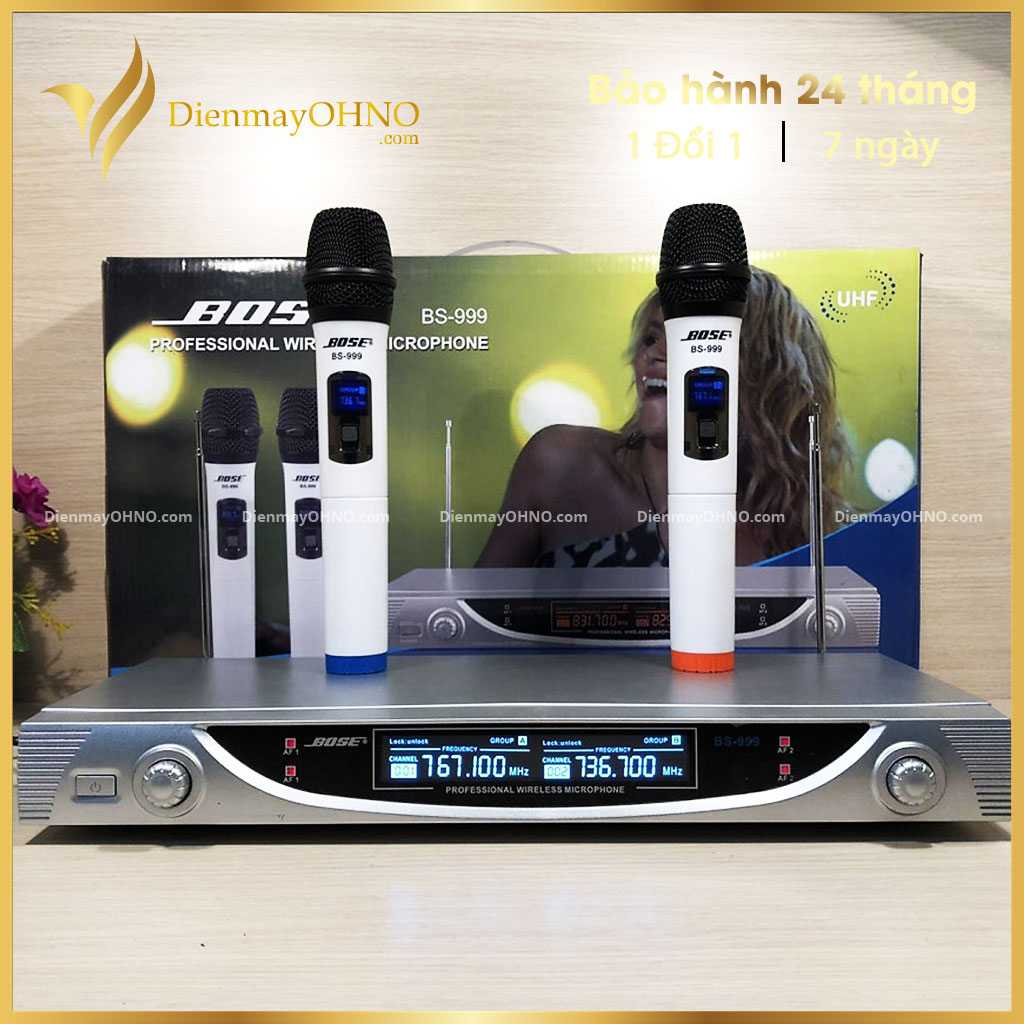 Micro Không Dây Karaoke Bluetooth BOSE BS-999 - Bộ Micro Hát Karaoke Không Dây Bluetooth Chống Hú Chính Hãng - Điện Máy OHNO