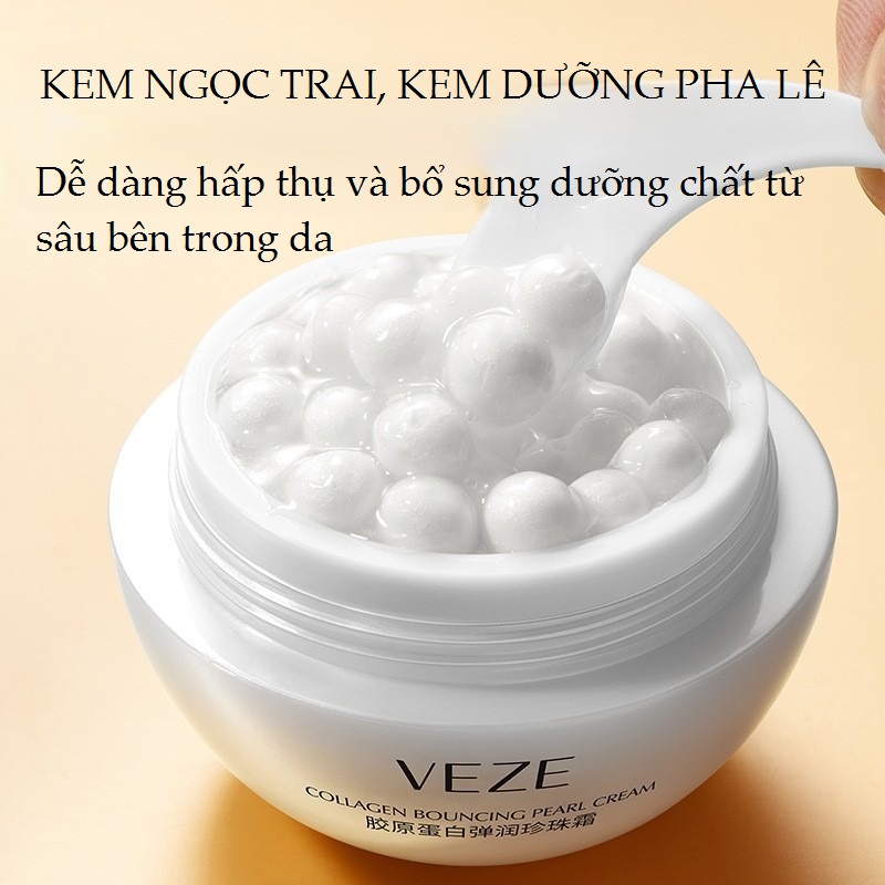 Kem Ngọc Trai Kem Pha lê Dưỡng Ẩm Trắng Da Collagen Thủy Phân Veze Giúp Da Trắng Sáng Và Cấp Nước Từ Sâu Bên Trong Hết Nhăn Và Sạm Da