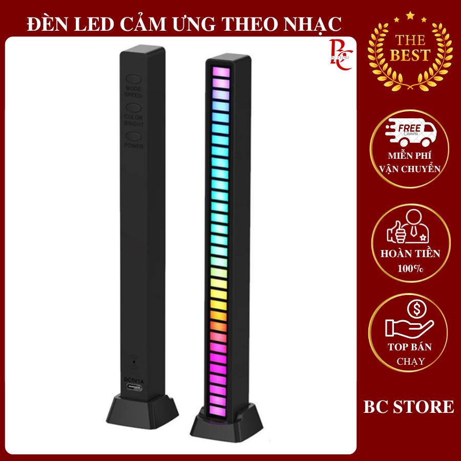 [HCM]Thanh đèn led cảm ứng nhạc MT7A - Đèn led RGB nháy theo nhạc 32 hạt - Sử dụng nguồn USB cắm trực tiếp, không dùng app