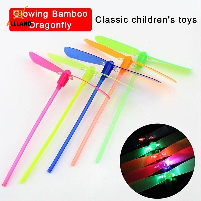 Luminous Colorful Bamboo Dragonfly Flying Toy/ Plastic Bamboo Dragonfly Propeller Kids Outdoor Toy R