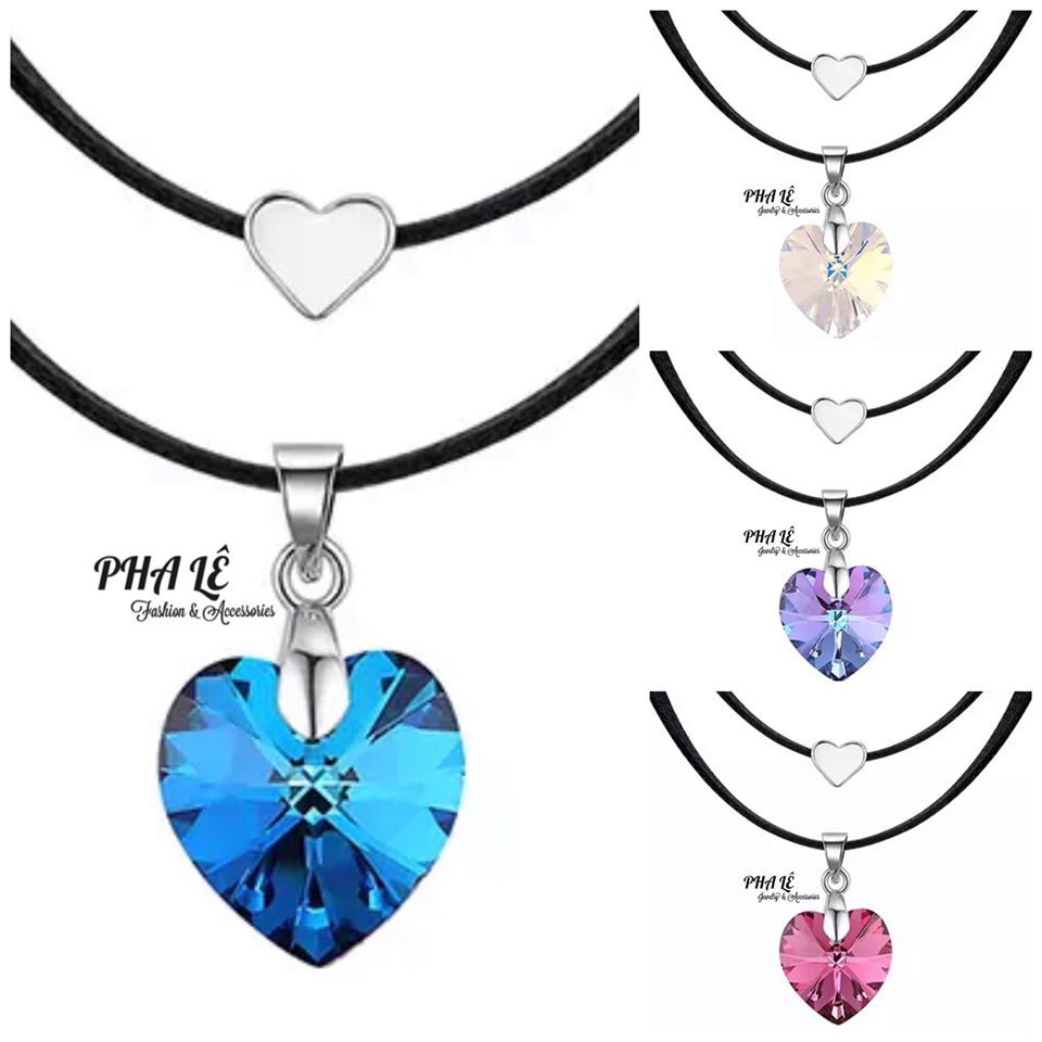 Dây chocker mặt pha lê áo hình trái tim s14