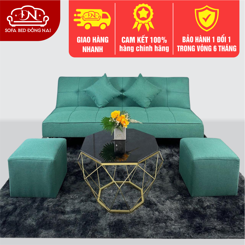 Ghế sofa bed giường nằm vải xanh ngọc 1m7 giá siêu rẻ