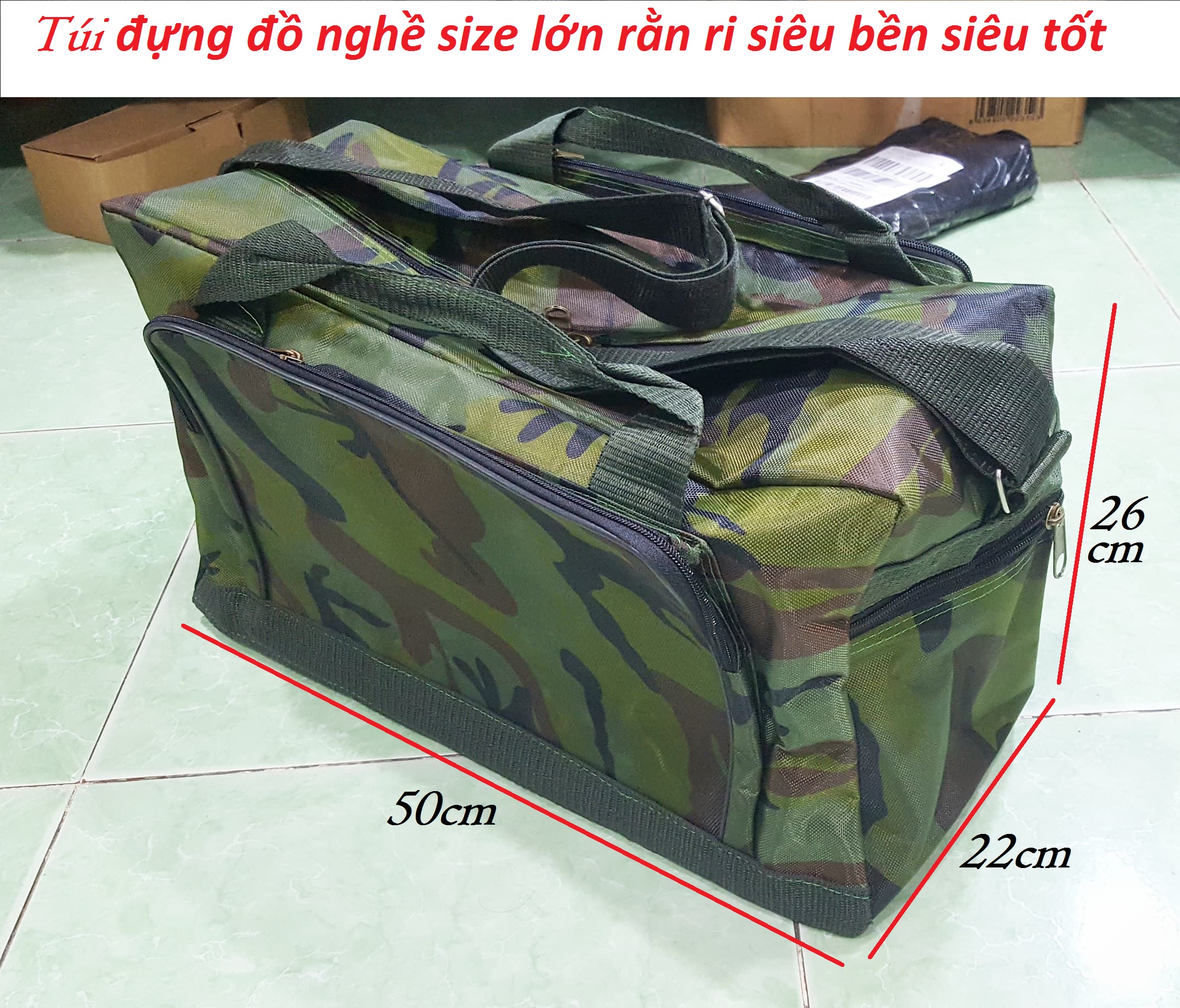 Túi đựng đồ nghề ngang đại rằn ri loại tốt dày 2 lớp
