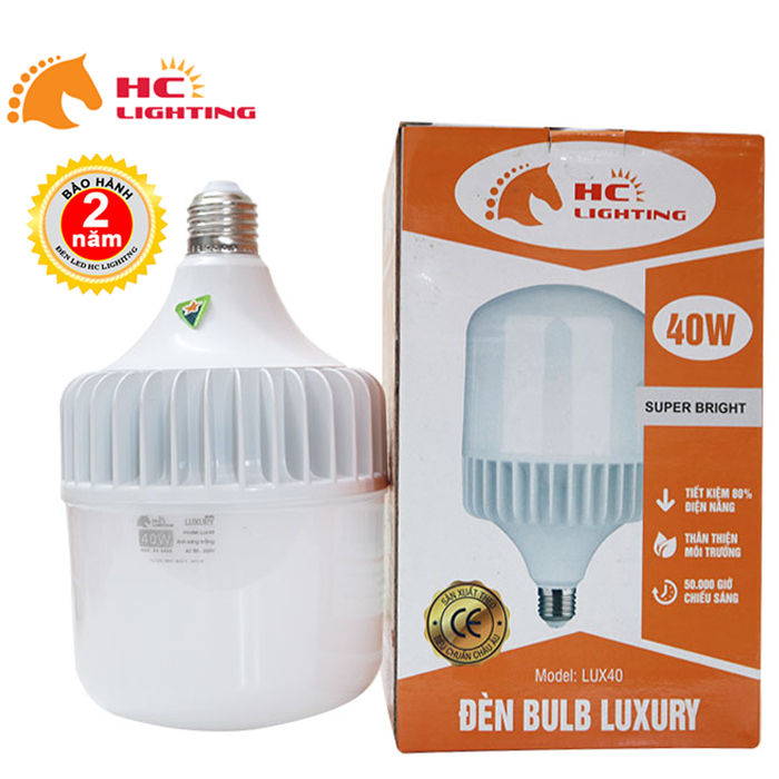 Đèn led bulb 40w cao cấp luxury bóng bulb trụ nhôm e27- siêu tiết kiệm điện hc lighting