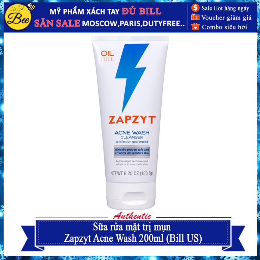 Sữa rửa mặt giảm mụn Zapzyt Acne Wash 200ml