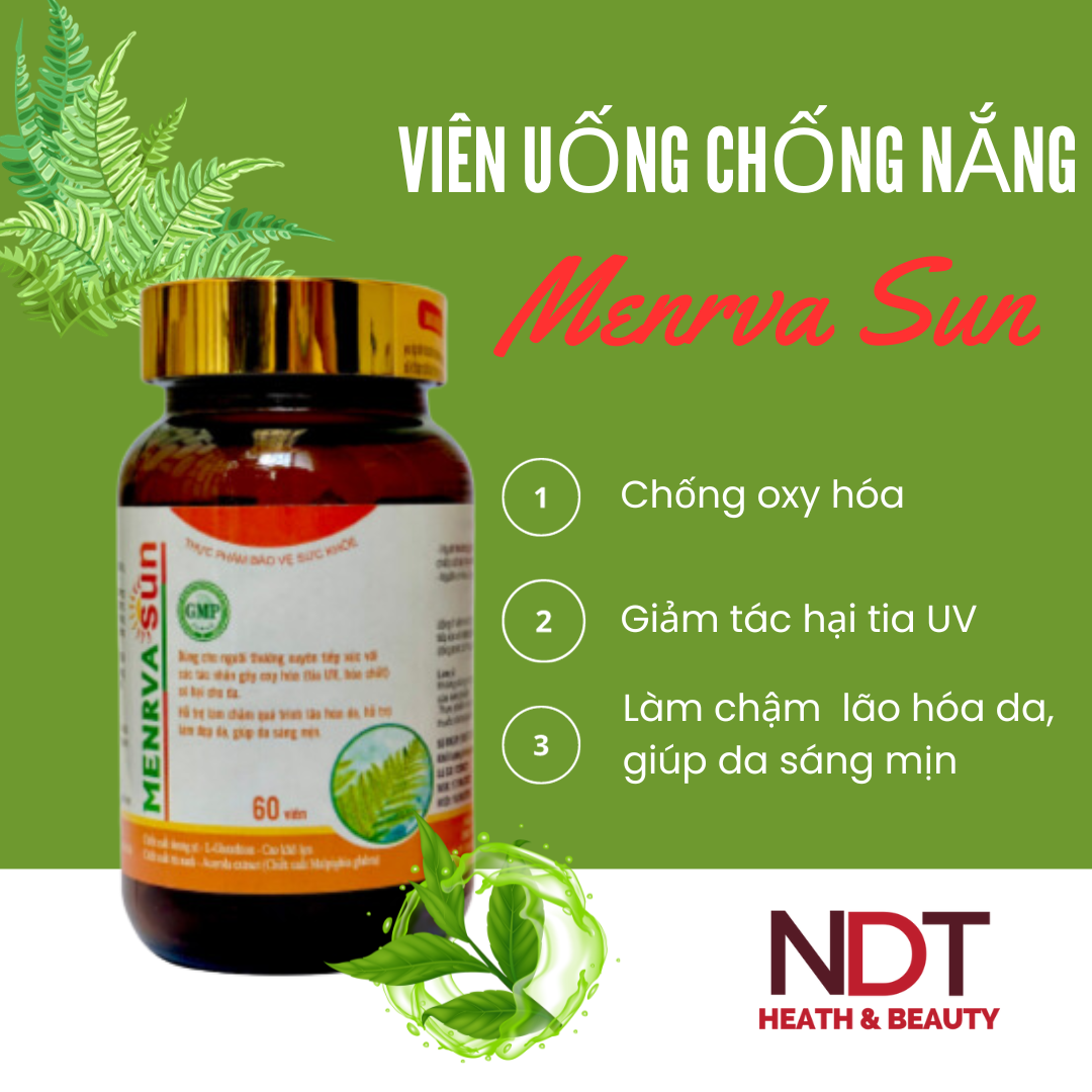 Viên uống chống nắng MENRVA SUN - BẢO VỆ DA KHỎI NẮNG. 60 viên
