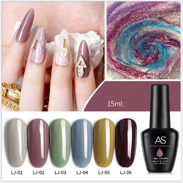 Sơn móng gel AS set 6 màu nhũ LJ