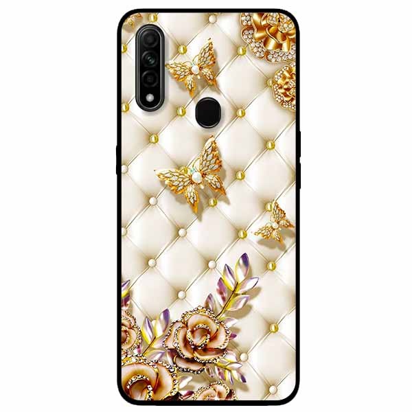 [HCM]Ốp Cường Lực Dẻo Đen Dành Cho Oppo A31 - A8 2020 Mẫu Bướm Vàng Giả Da