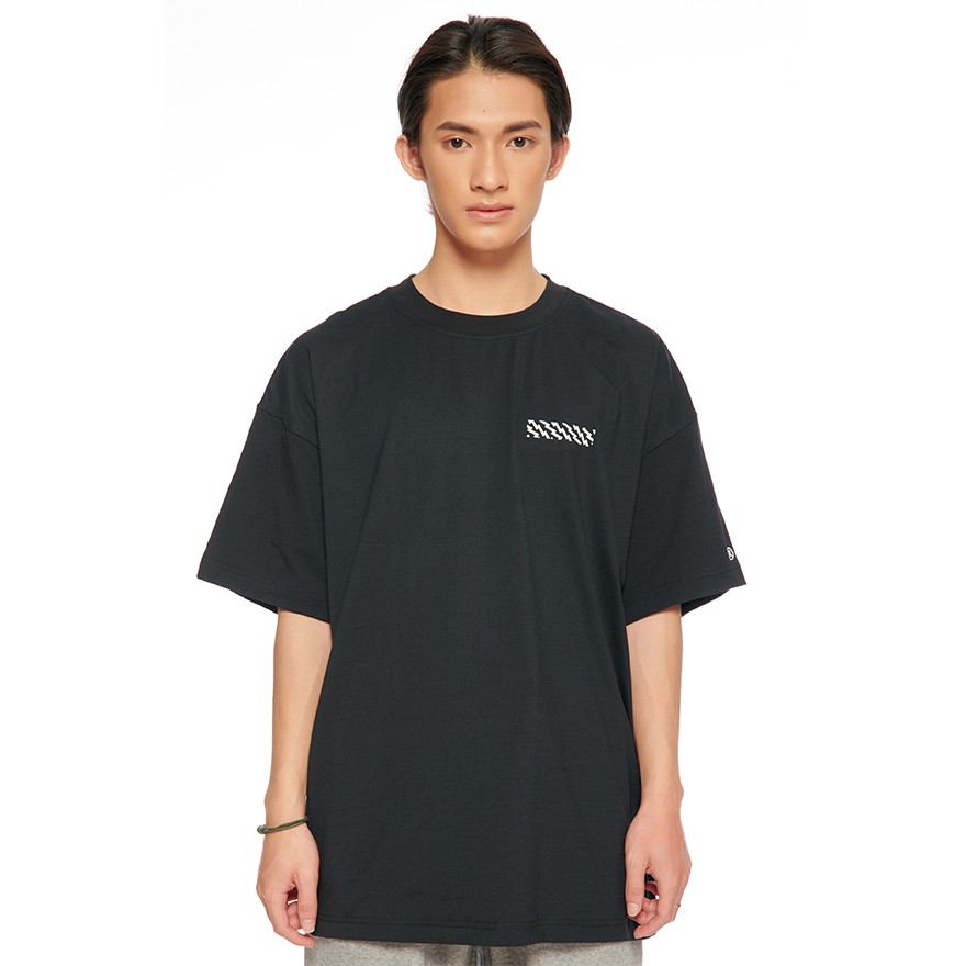 5theway® /solid/ drop shoulder tee™ in black aka áo thun đen tay ngắn