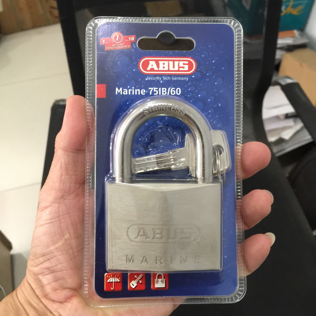 Ổ khóa chống nước abus 75ib/60 thân đồng 60mm bọc niken 1mm - tievn