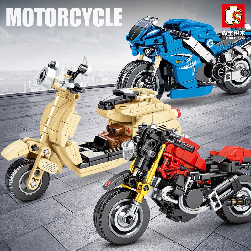 Mô hình xe motor & xe đua tổng hợp - bộ đồ chơi lắp ráp 3d sembo block