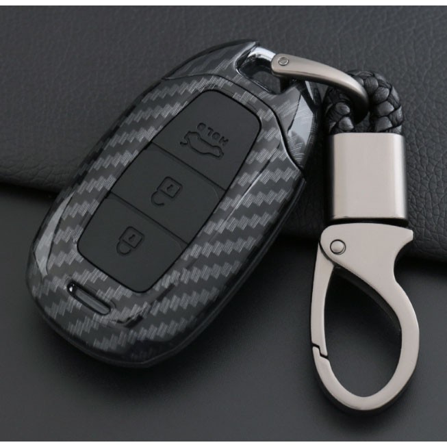 Bọc chìa khóa carbon Hyundai Accent, Santafe, Kona 2019 2020 2021 kèm móc khóa