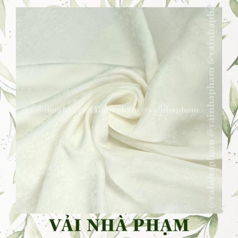 Gấm lụa tây đô nền trắng kem - vải áo dài - khổ vải 1.5m - vải nhà phạm