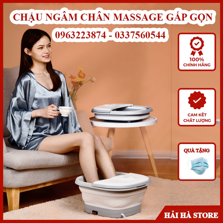 Chậu ngâm chân massage gấp gọn, Bồn ngâm chân mát xa cao cấp, tự động đun nước, giữ nhiệt ổn định