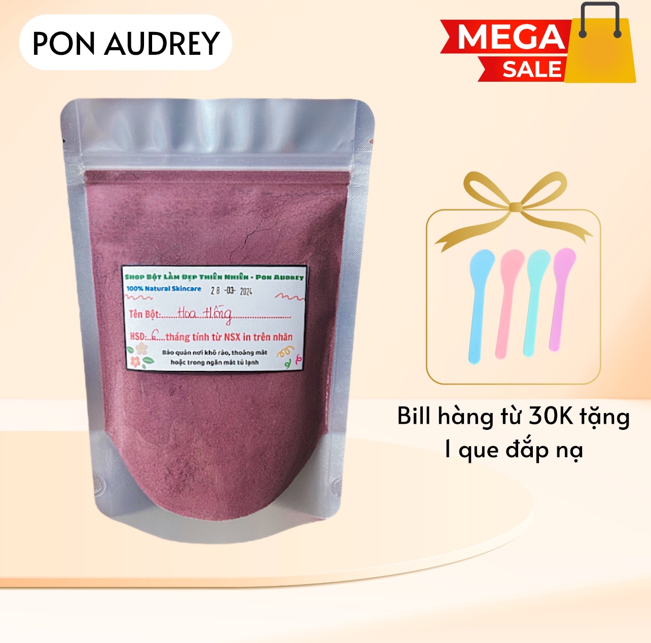 Bột hoa hồng nguyên chất đắp mặt trắng da, chống lão hóa, sáng mịn mềm mại, mờ thâm
