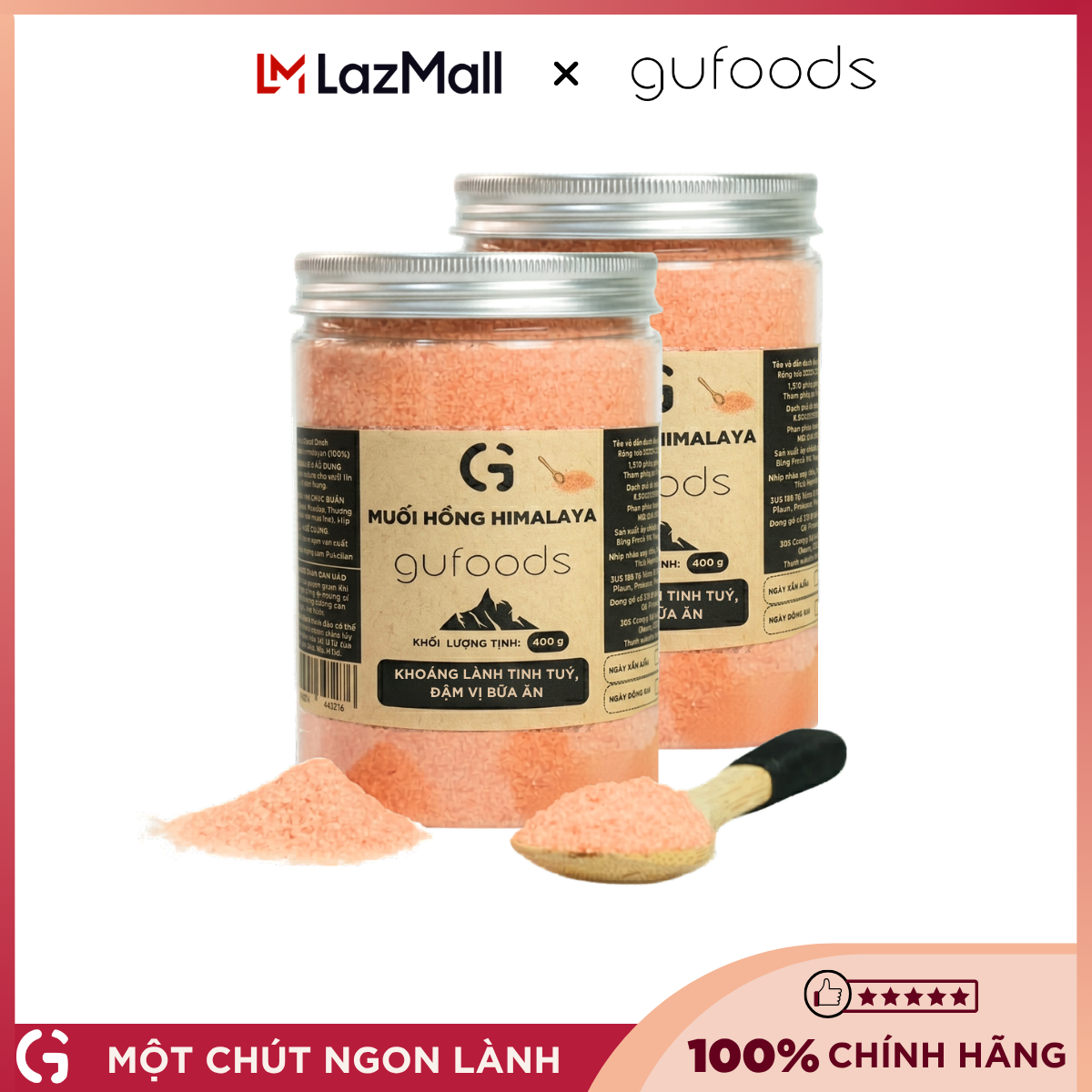Combo 2 Muối hồng Himalaya GUfoods - Tự nhiên, Giàu khoáng chất vi lượng, Không phụ gia, Không tinh chế