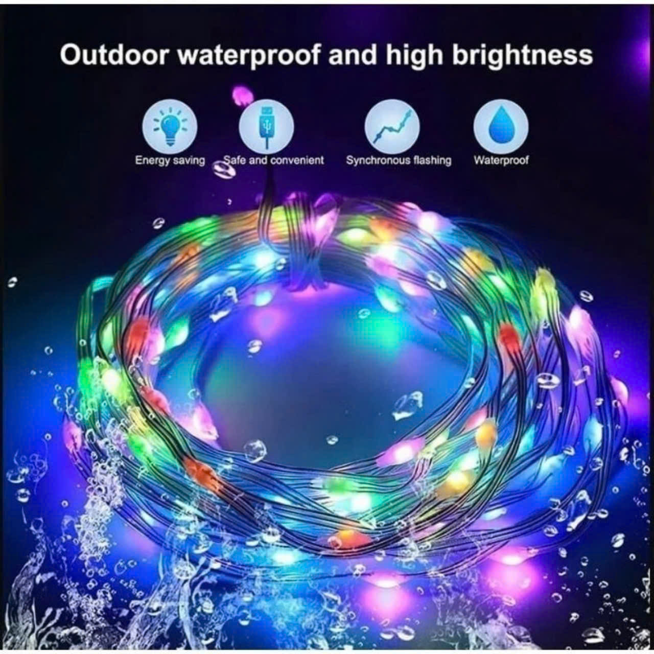 Dây đèn led 20m,10m đèn fairy light giọt lệ ,chống nước cảm biến theo âm thanh,đa màu 