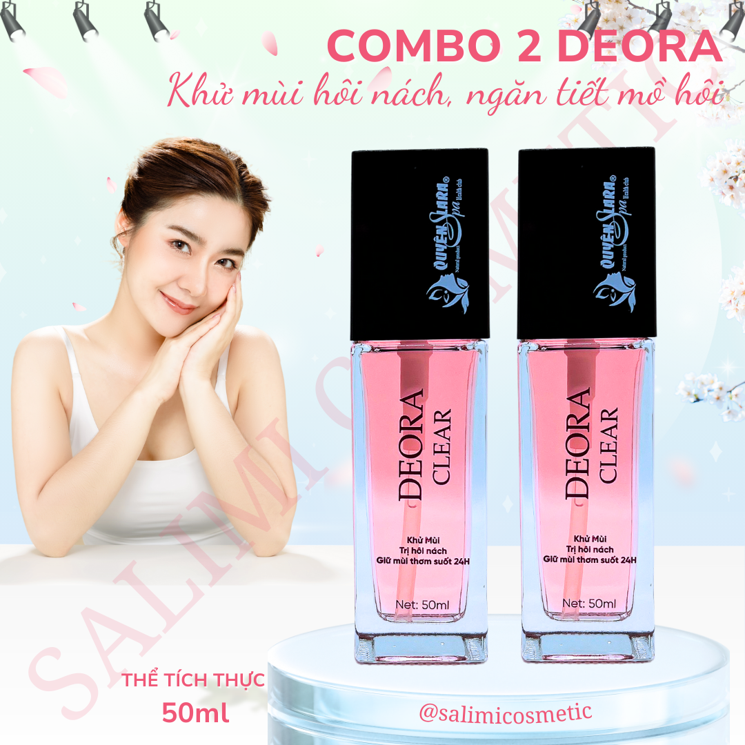  COMBO 2 Lọ Xịt Khử Mùi Hôi Nách DEORA CLEAR 50ml Ngăn Tiết Mồ Hôi Hạn Chế Mùi Cơ Thể Thay Thế Lăn Khử Mùi Ngăn Mùi Suốt 24h 
