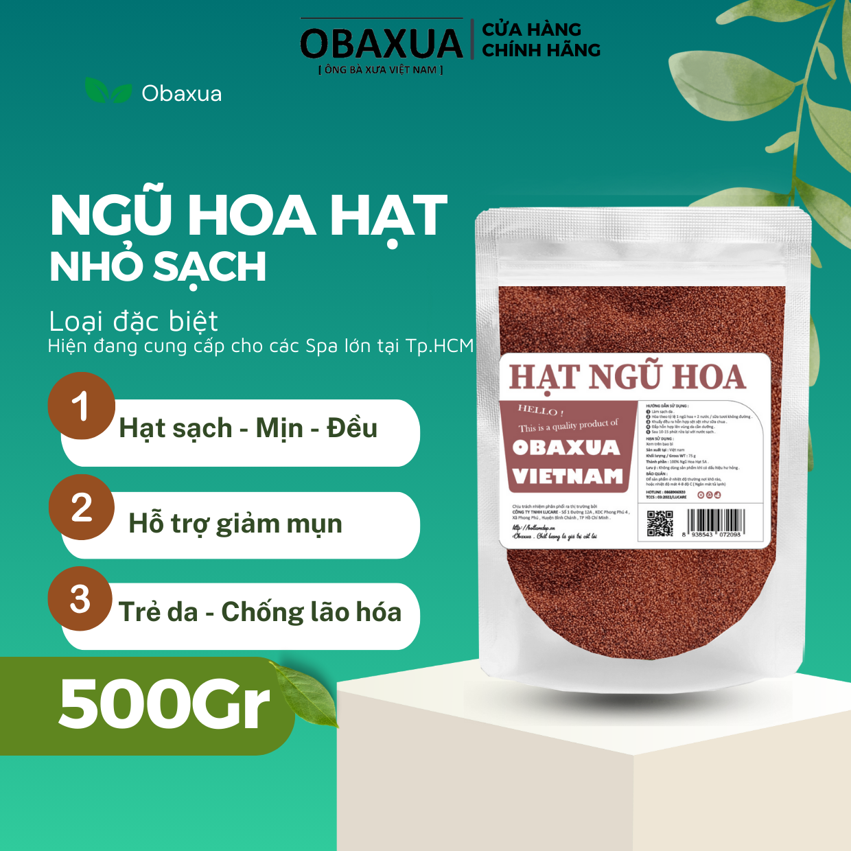 Ngũ hoa hạt Obaxua [ 1KG 500gr 250Gr ]( hạt ngũ hoa hạt đình lịch ) - Mặt nạ đắp mặt hữu cơ giúp dưỡng trắng da mặt  giảm và ngừa mụn