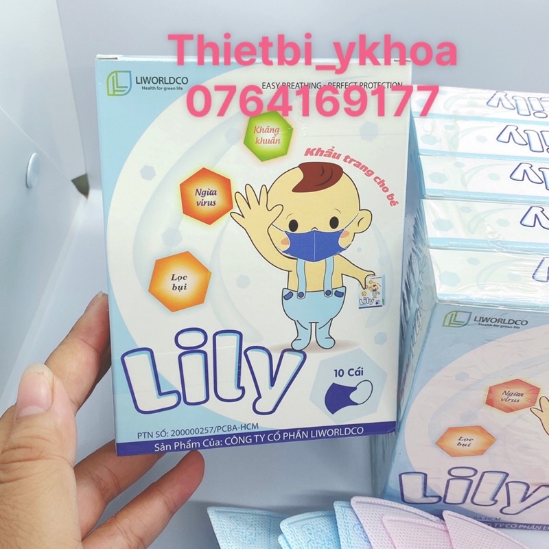 Khẩu trang em bé lily liworldco 10 cái - khẩu trang cho em bé từ 5 tháng tới 5 tuổi chính hãng